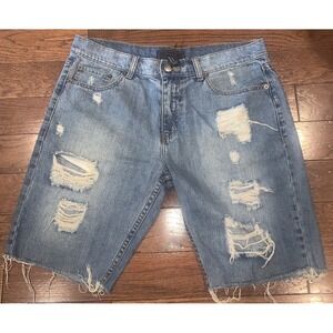 Forever 21 Men's Distressed Cut-off Blue Jean Shorts‎ Size 32